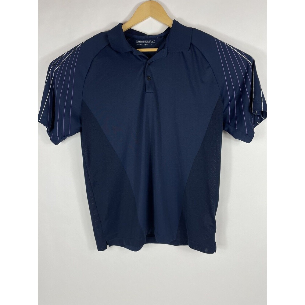Nike Golf Dri-Fit‎ Men's Large Blue And Purple Golf Polo Short Sleeve Shirt